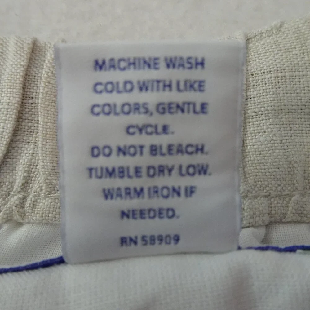 Roundtree Yorke Caribbean Linen Pants Big Men's Size 48x32 Beige Resort Beach